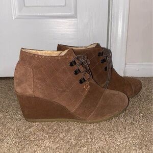 Brown Suede Women's Wedge Ankle Boots